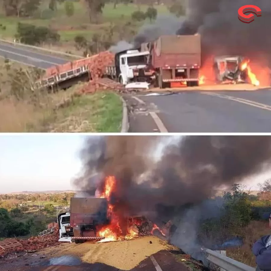 MOTORISTA MORRE CARBONIZADO EM GRAVE ACIDENTE ENVOLVENDO 3 CARRETAS