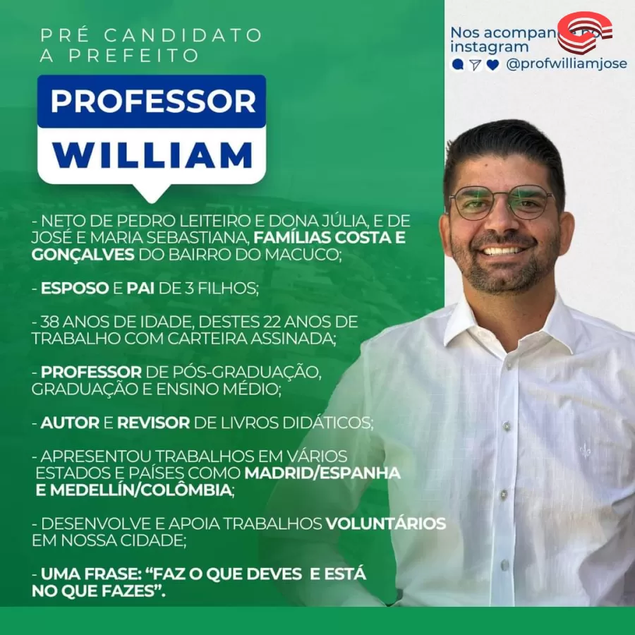 Professor William José é pré-candidato á prefeito no município de Grandes Rios-PR.